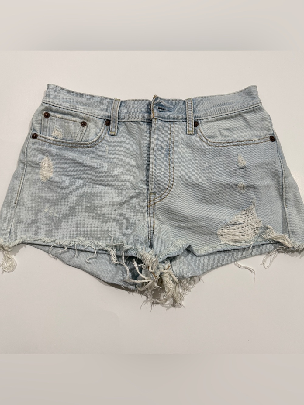 Levi's Light Blue Distressed Denim Cutoff Shorts